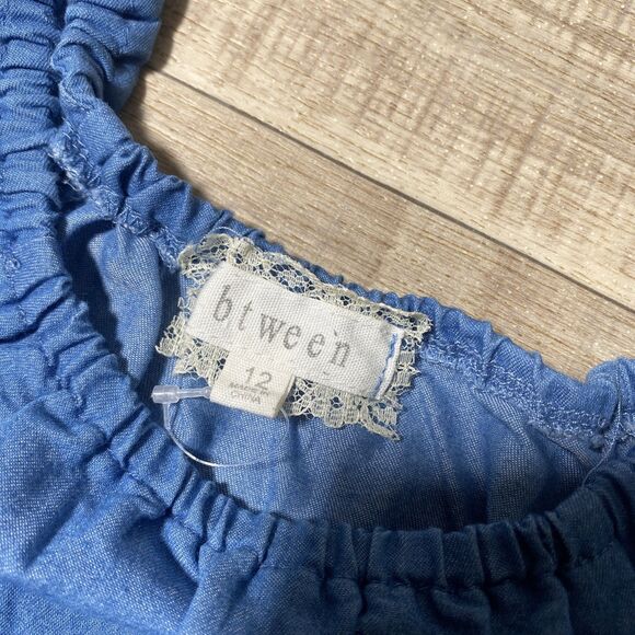 Btween Girls Loose Cropped Boho Sleeve Embroidered Shirt Size 12 - Picture 3 of 8